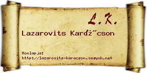 Lazarovits Karácson névjegykártya